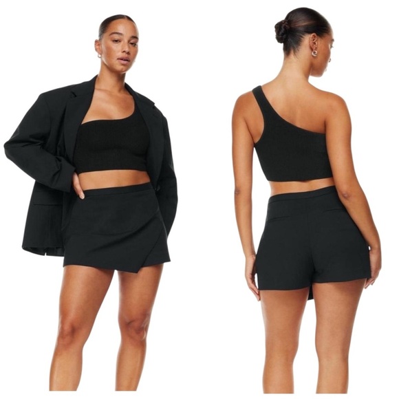 ARITZIA BABATON Black Sculpt Knit One-Shoulder Cropped Tank Top Size L - Picture 4 of 13